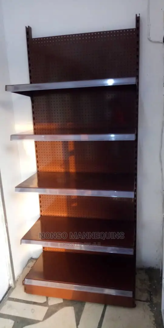 Brown Colour Single Sided Display Shelves