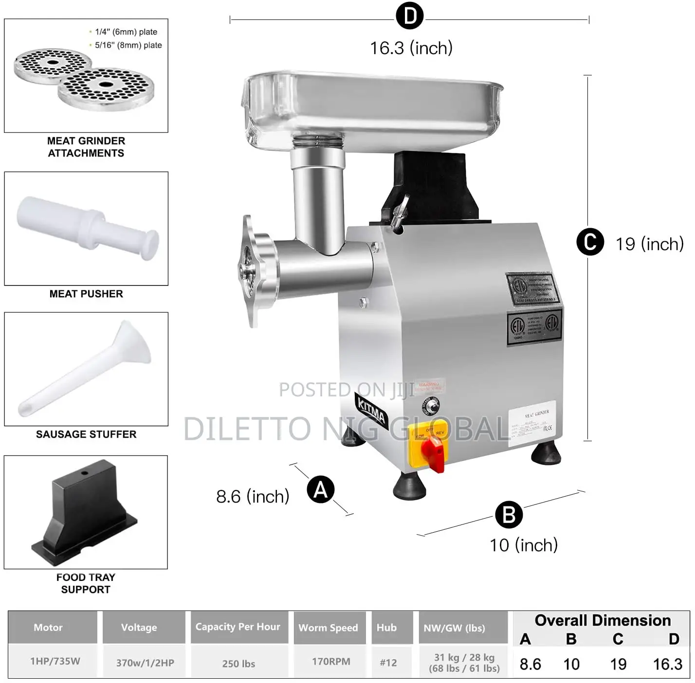 Commercial Meat Grinder & Sausage Stuffer