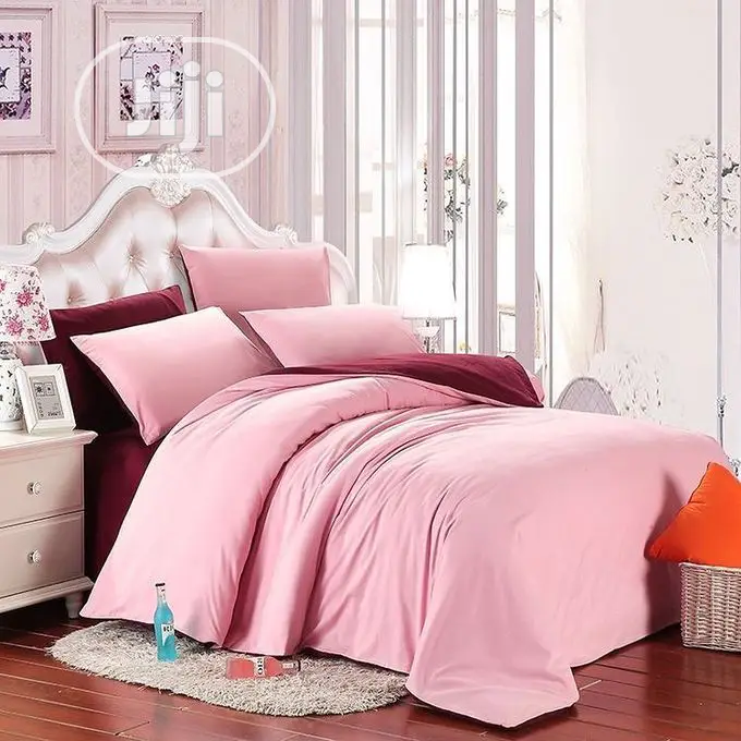 Beautiful Pink Duvet,Bedsheet With 4 Pillow Cases
