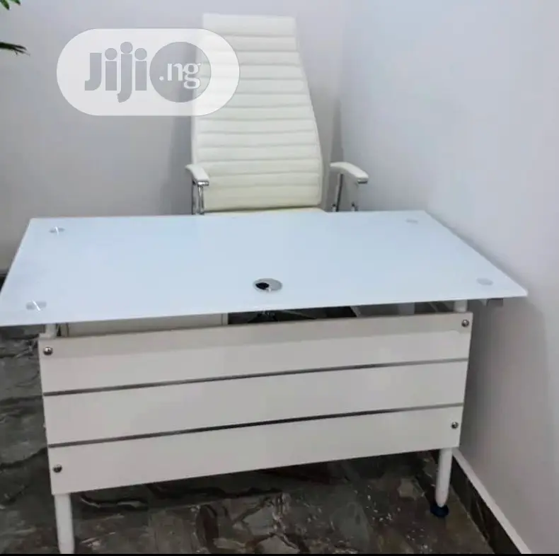 White Glass Home Office Table. Size 1.2
