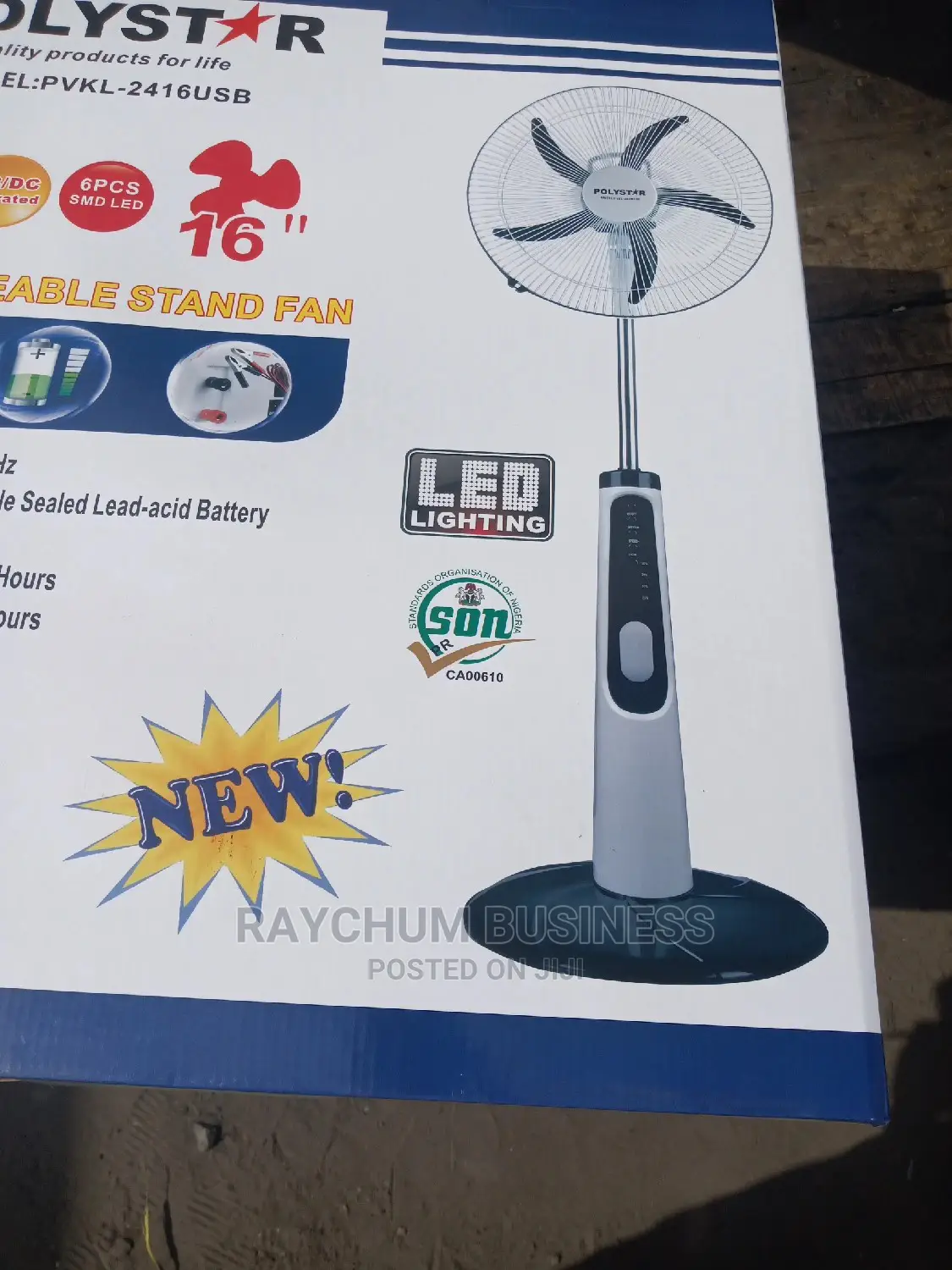 Polystar Rechargeable Fan 16inches With Remote Control