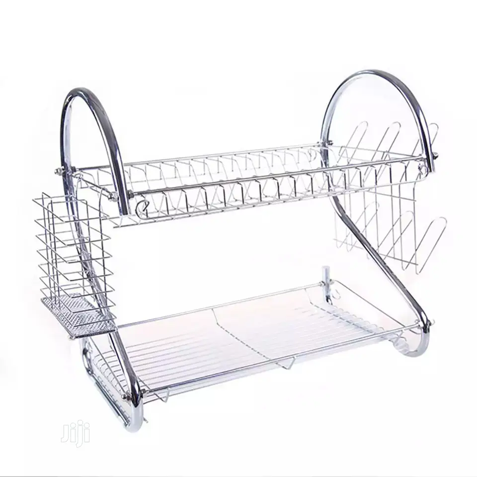 2 Layers Dish Drainer With Utensils and Glass Holder