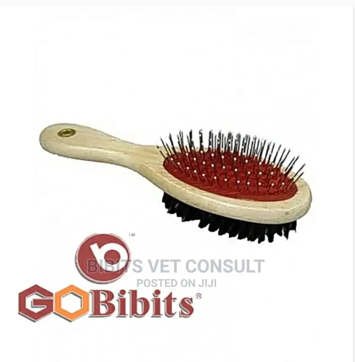 Oval Double Sided Wooden Handle Pet Grooming Brush