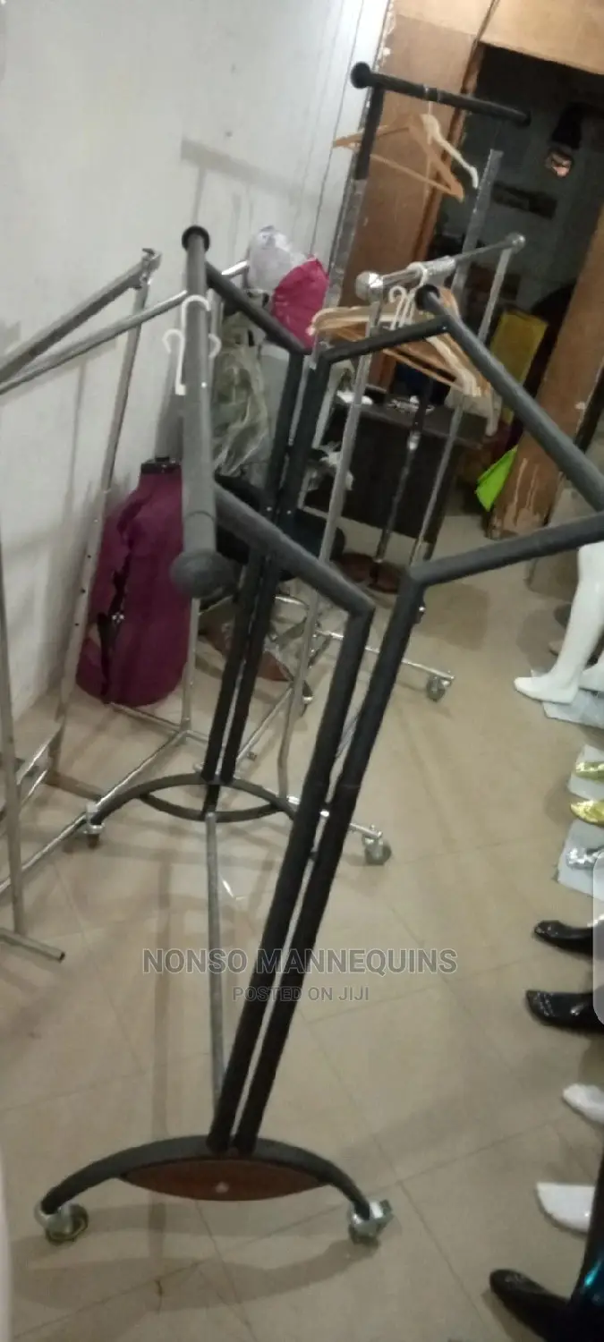Black Double Clothes Garments Racks