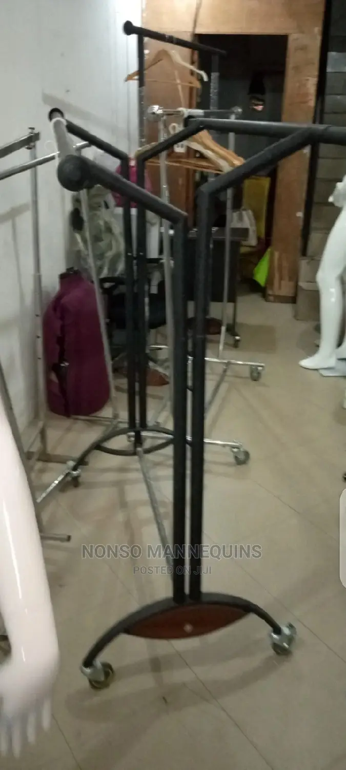 Black Double Clothes Garments Racks