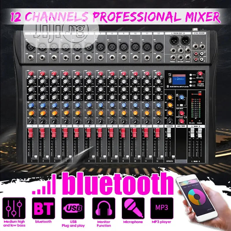 12 Channels Portable Bluetooth DJ Mixer