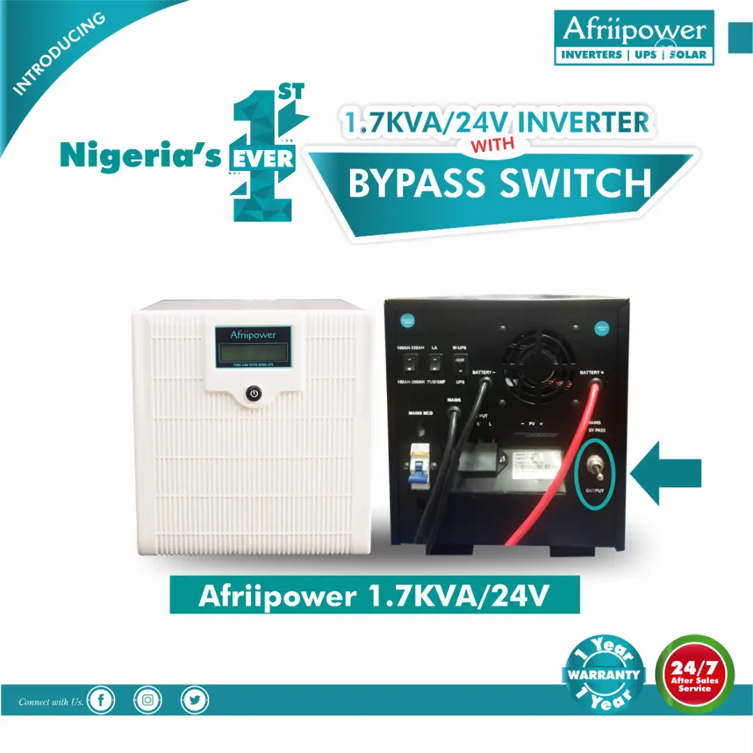 Affriipower Inverter 1.7kva 24v With Bypass Switch
