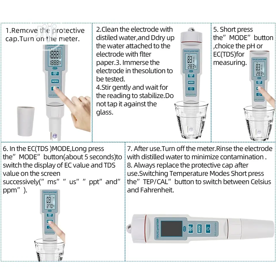 Water Quality Ph/ TDS/ Ec/ Temperature (4 in 1) Tester