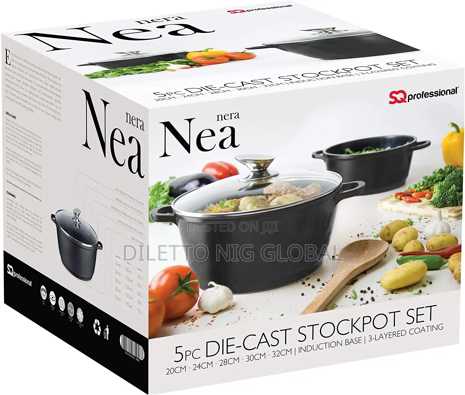 SQ Professional NEA Die-cast Aluminium Stockpot 5pc Set