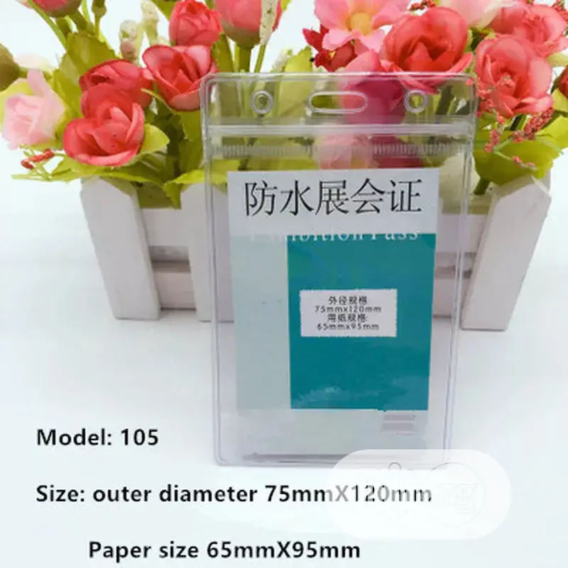 50PCS PVC ID Badge Case Clear With Transparent Card Badge