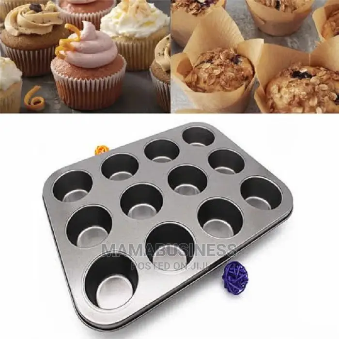 12-Cup Non-Stick Muffin, Cupcake Pan+ FREE Coloured Measurin