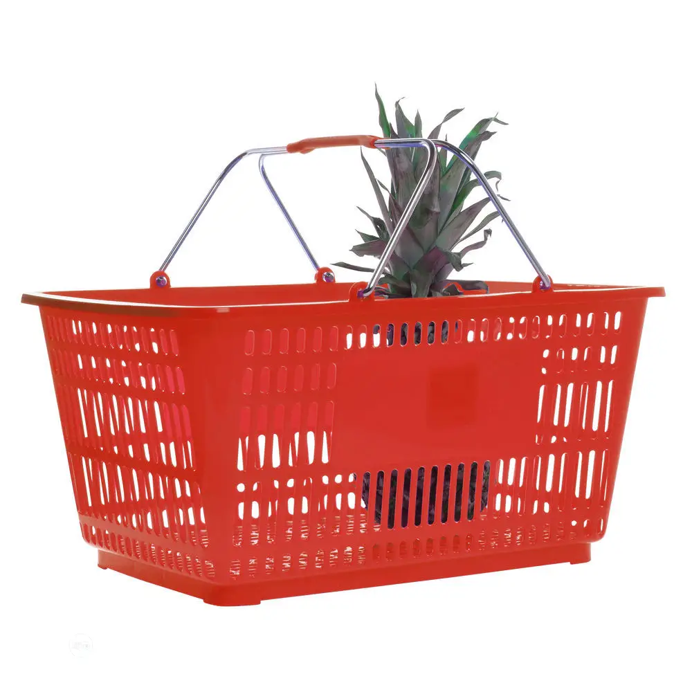 Imported Plastic Shopping Mall Basket With Steel Handle Hand