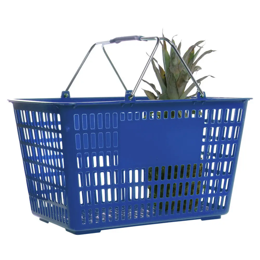 Imported Plastic Shopping Mall Basket With Steel Handle Hand