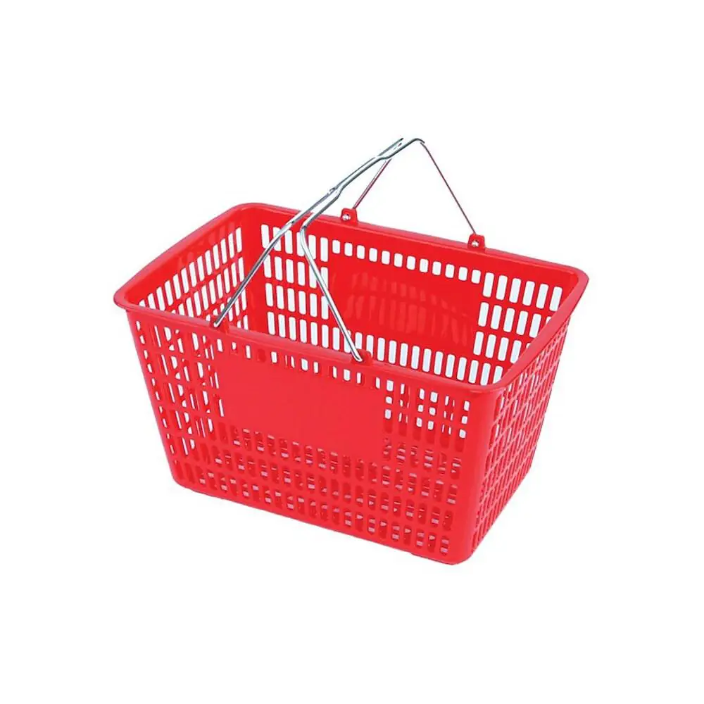 Plastic Shopping Basket With Heavy Duty Metal Handles