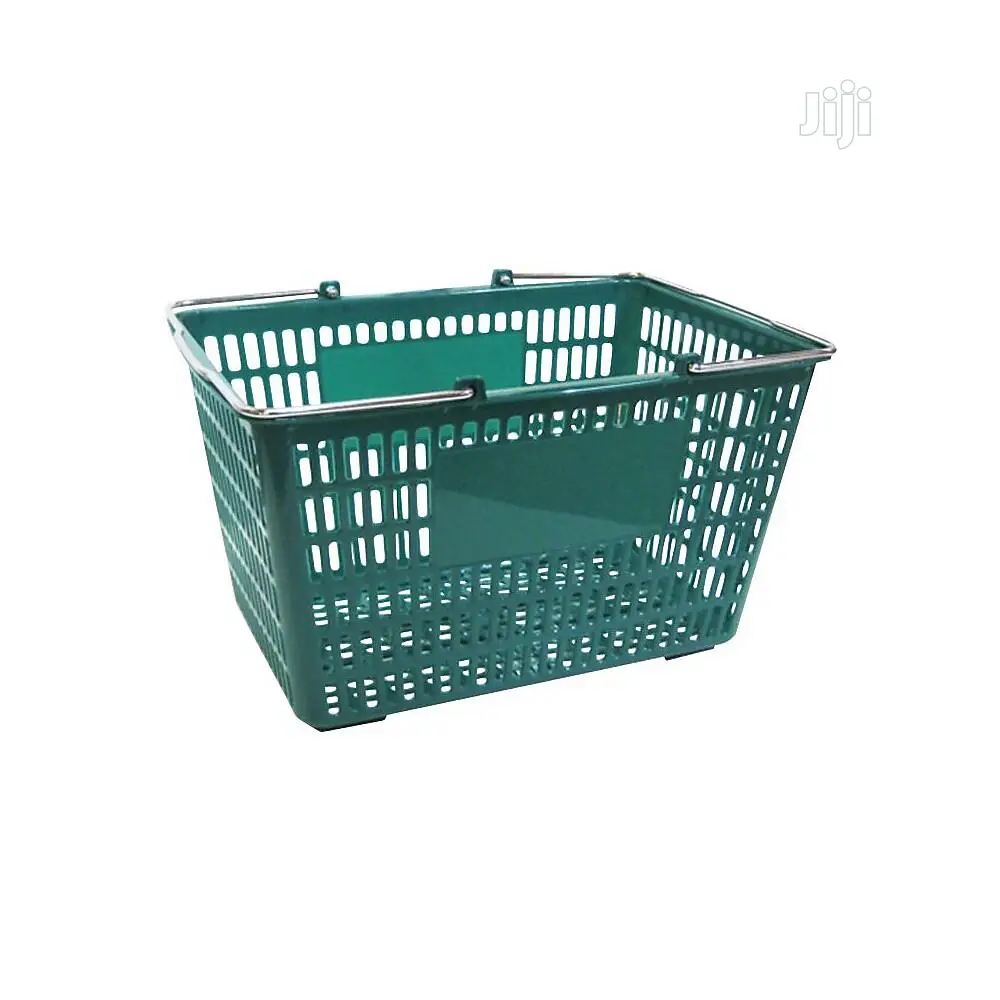 Plastic Shopping Basket With Heavy Duty Metal Handles
