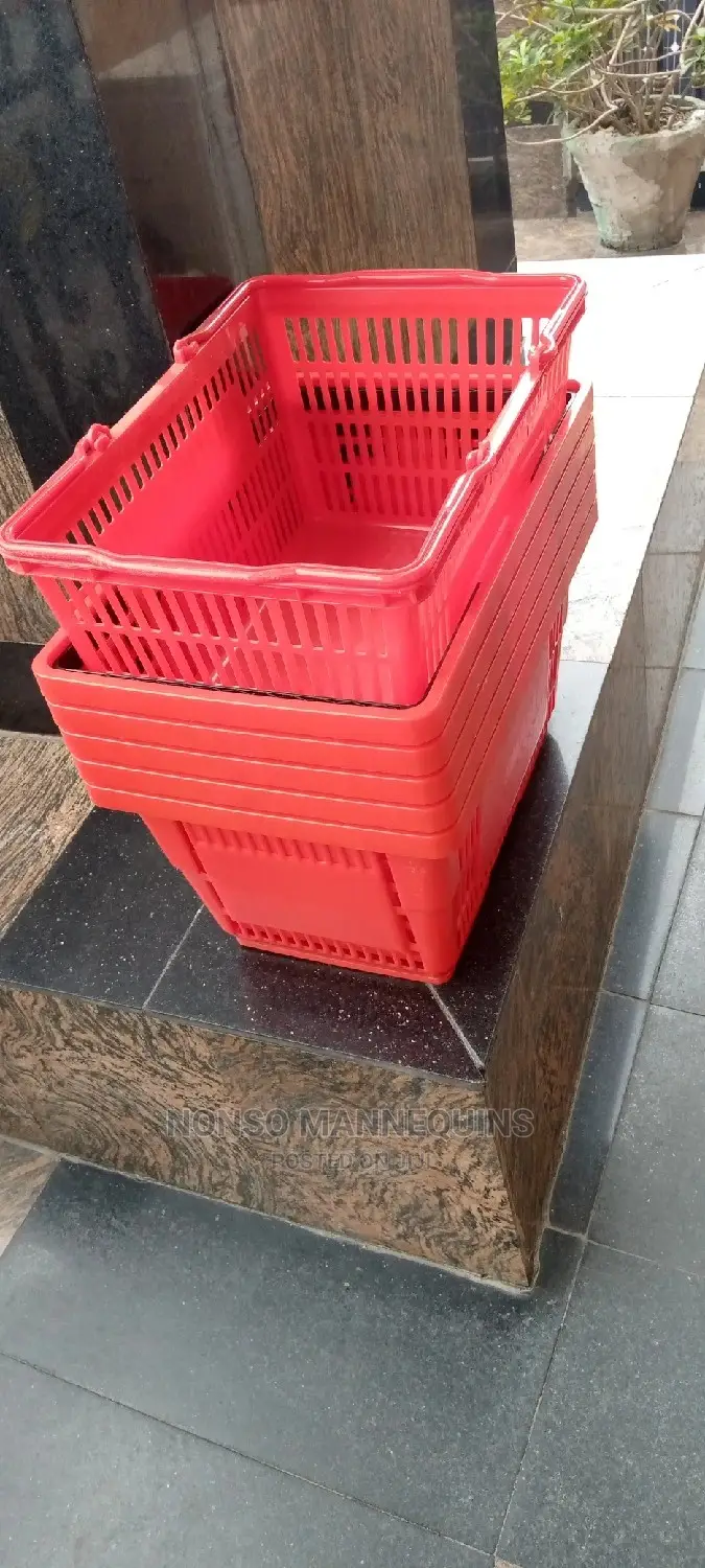 Red Shopping Baskets With Black Handle