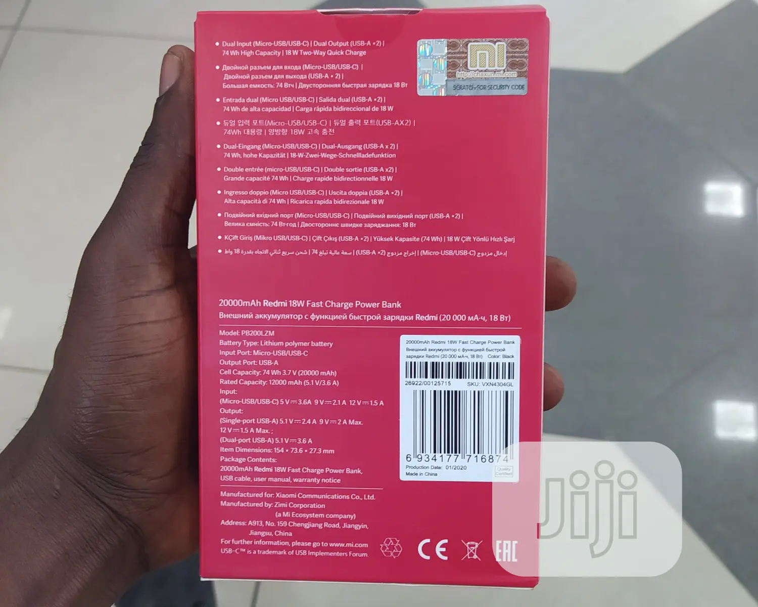 Original Redmi 20000mah Powerbank - Black