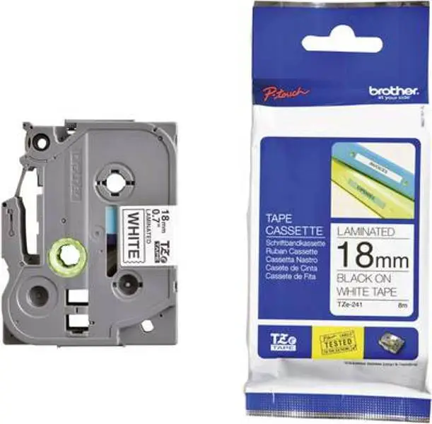 Brother Original 18mm Label Printer Tape Cartridge B/W