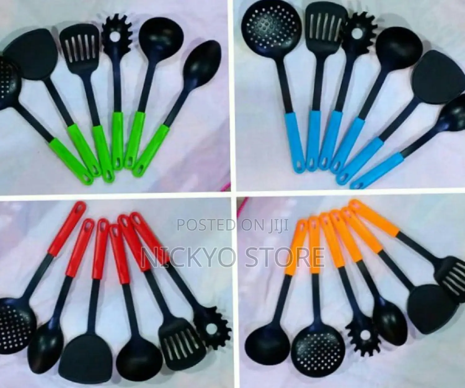 6-Piece Kitchen Utensil Set With Stand (Color Handle Set)