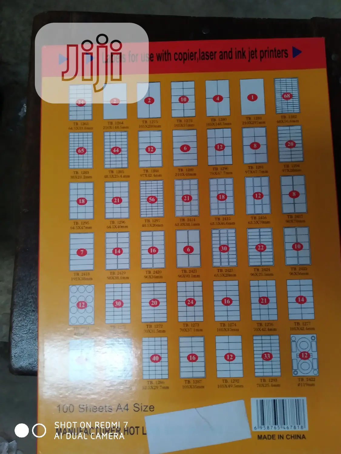 Labels for Use With Copier, Laser and Ink Jet Printers 100pc