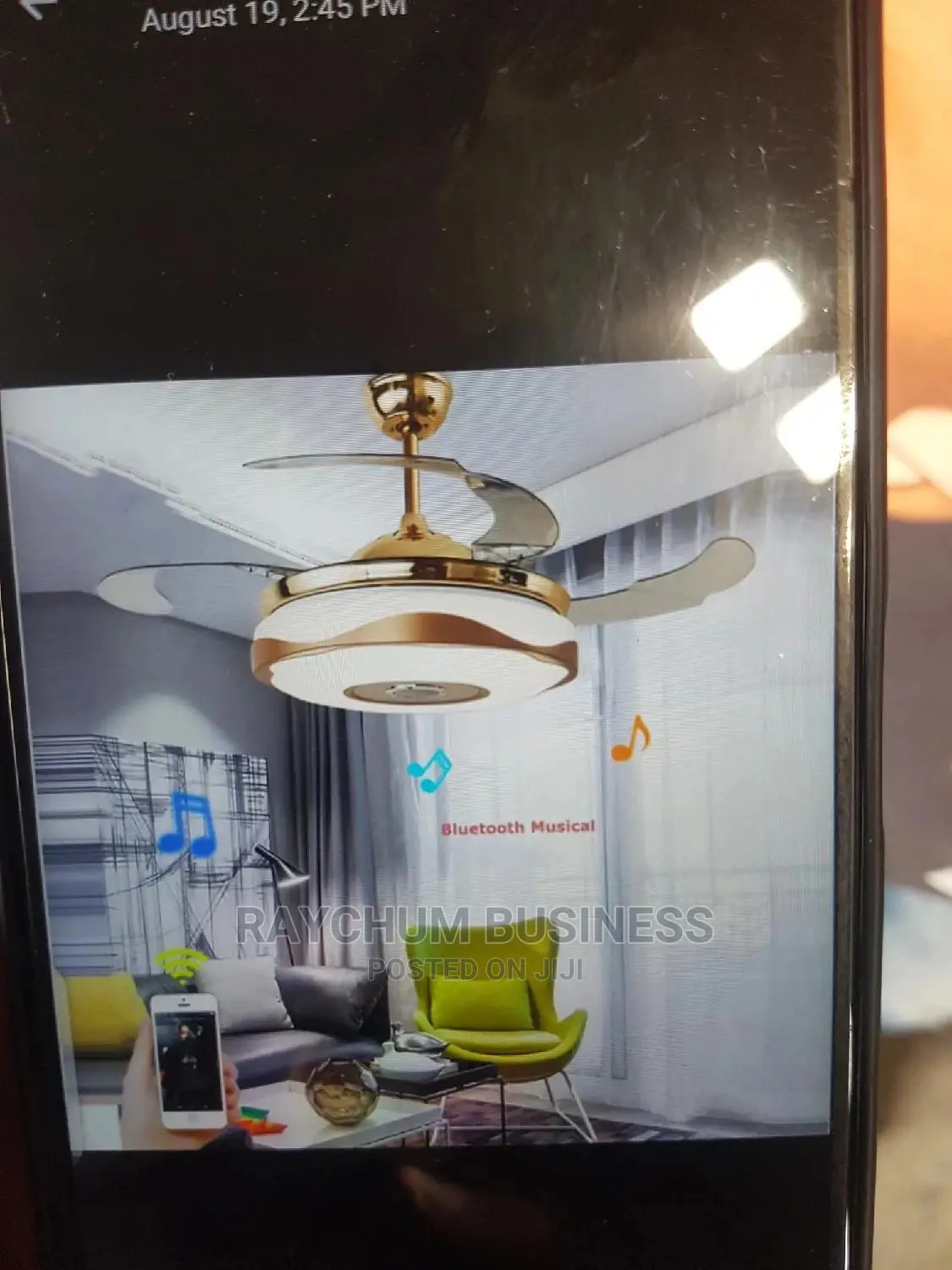 Chandelier Ceiling Fan With Bluethoot Spealer Multiple Light