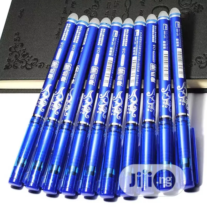 12pcs 0.5mm Writing Point Erasable Pen Blue Black Refill