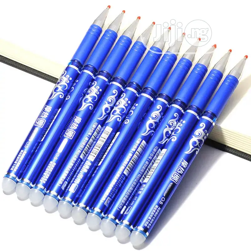 12pcs 0.5mm Writing Point Erasable Pen Blue Black Refill