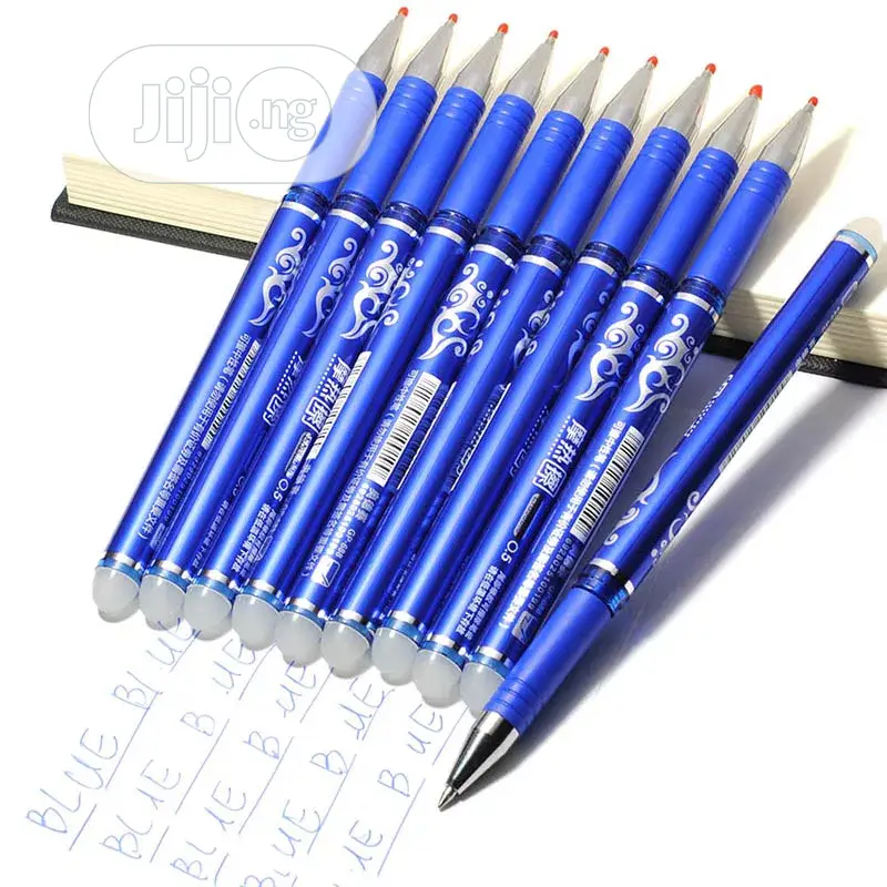 12pcs 0.5mm Writing Point Erasable Pen Blue Black Refill