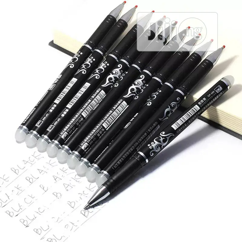 12pcs 0.5mm Writing Point Erasable Pen Blue Black Refill