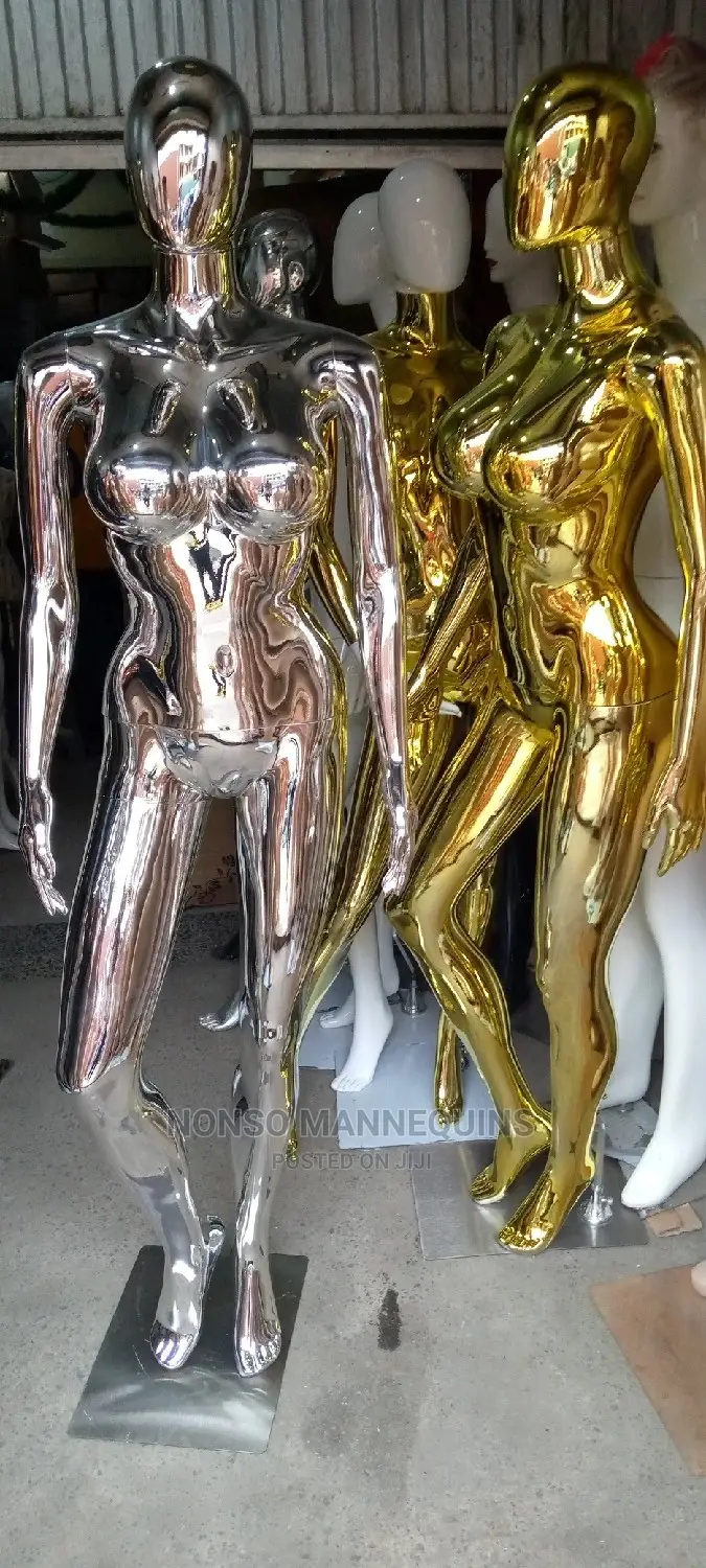 Silver And Gold Chrome Female Busty Mannequins