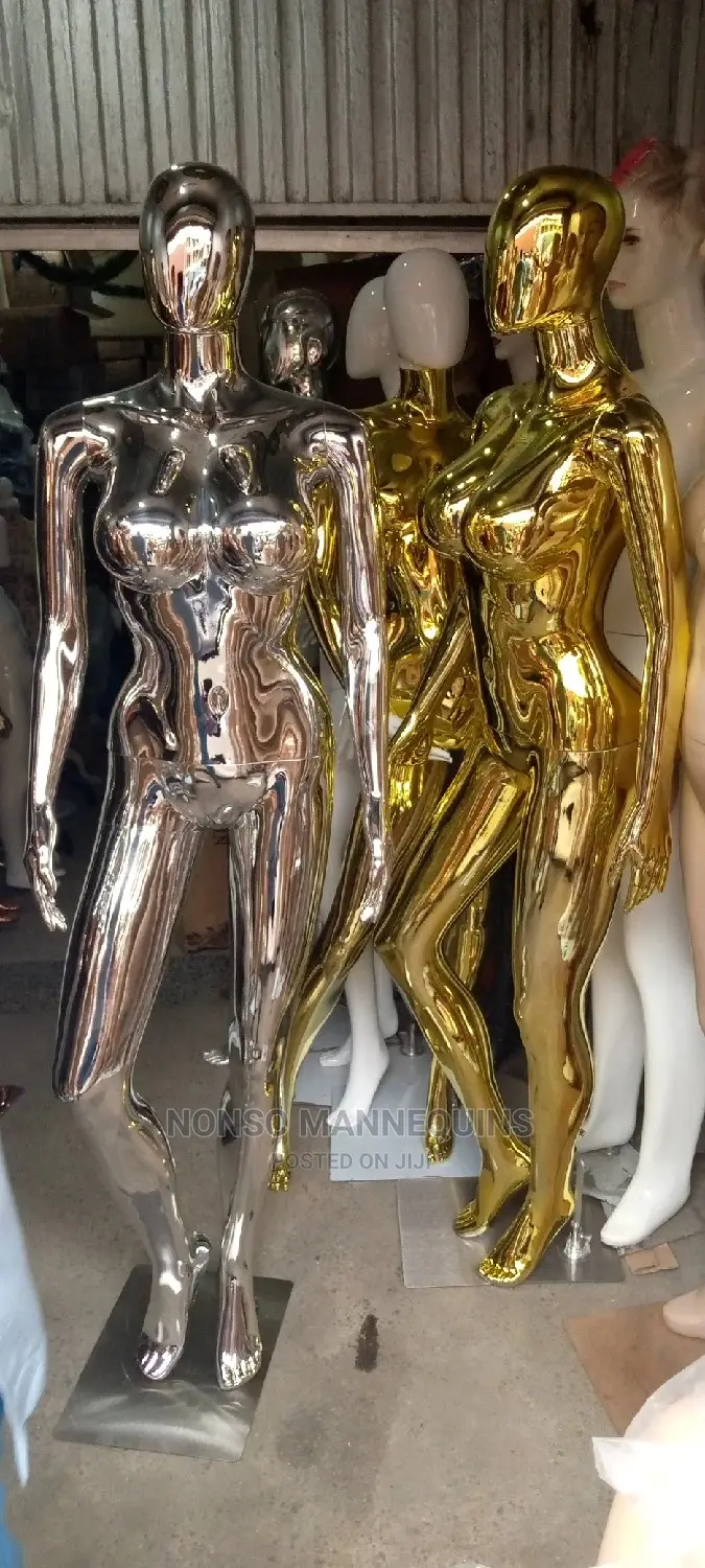 Silver And Gold Chrome Female Busty Mannequins