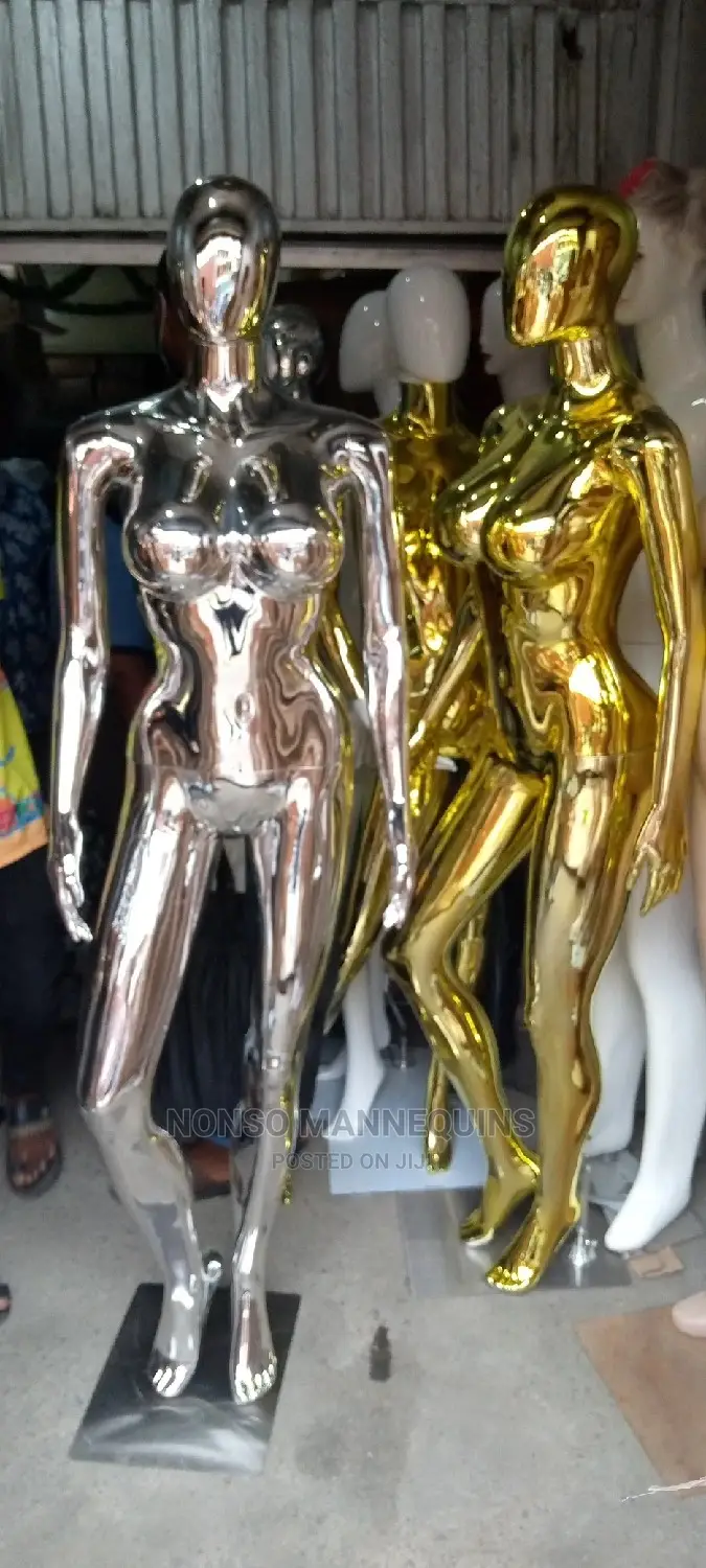 Silver And Gold Chrome Female Busty Mannequins