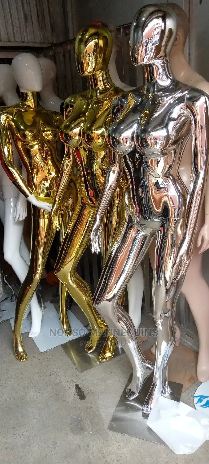 Silver And Gold Chrome Female Busty Mannequins