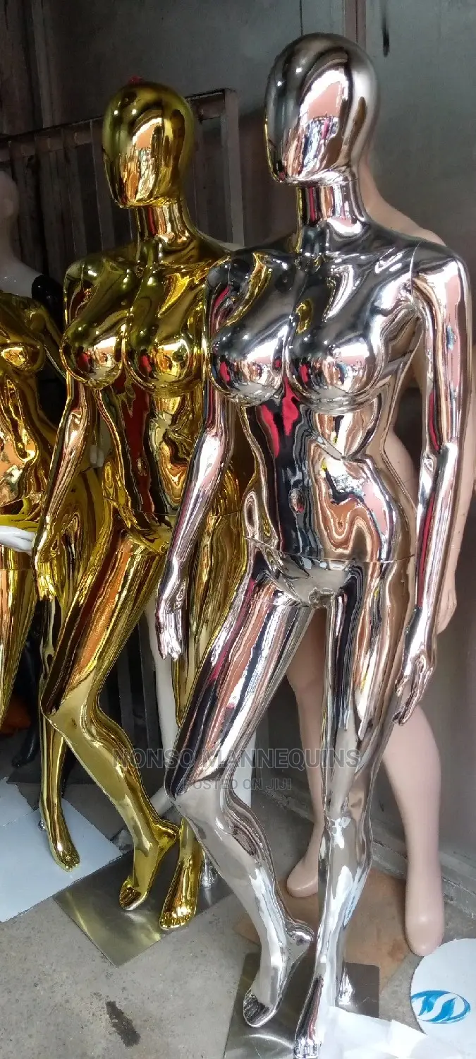 Silver And Gold Chrome Female Busty Mannequins
