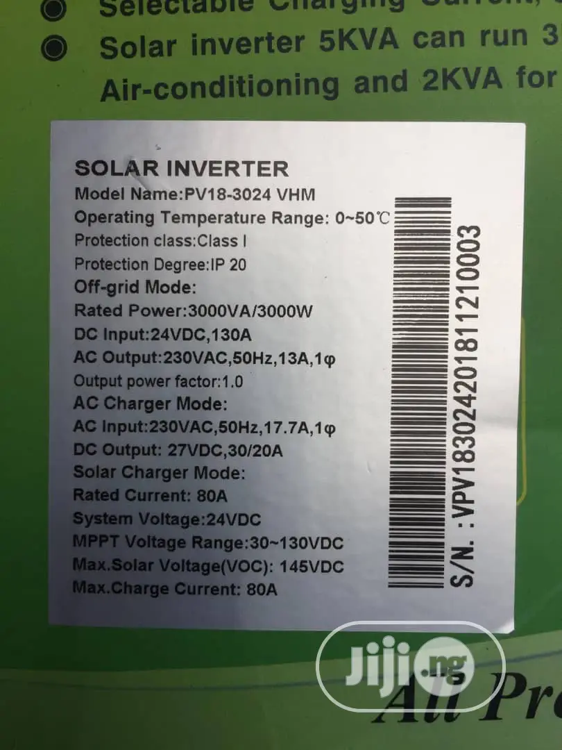 Must 3kva 24v Hybrid Inverter 80 MPPT Charge Controller