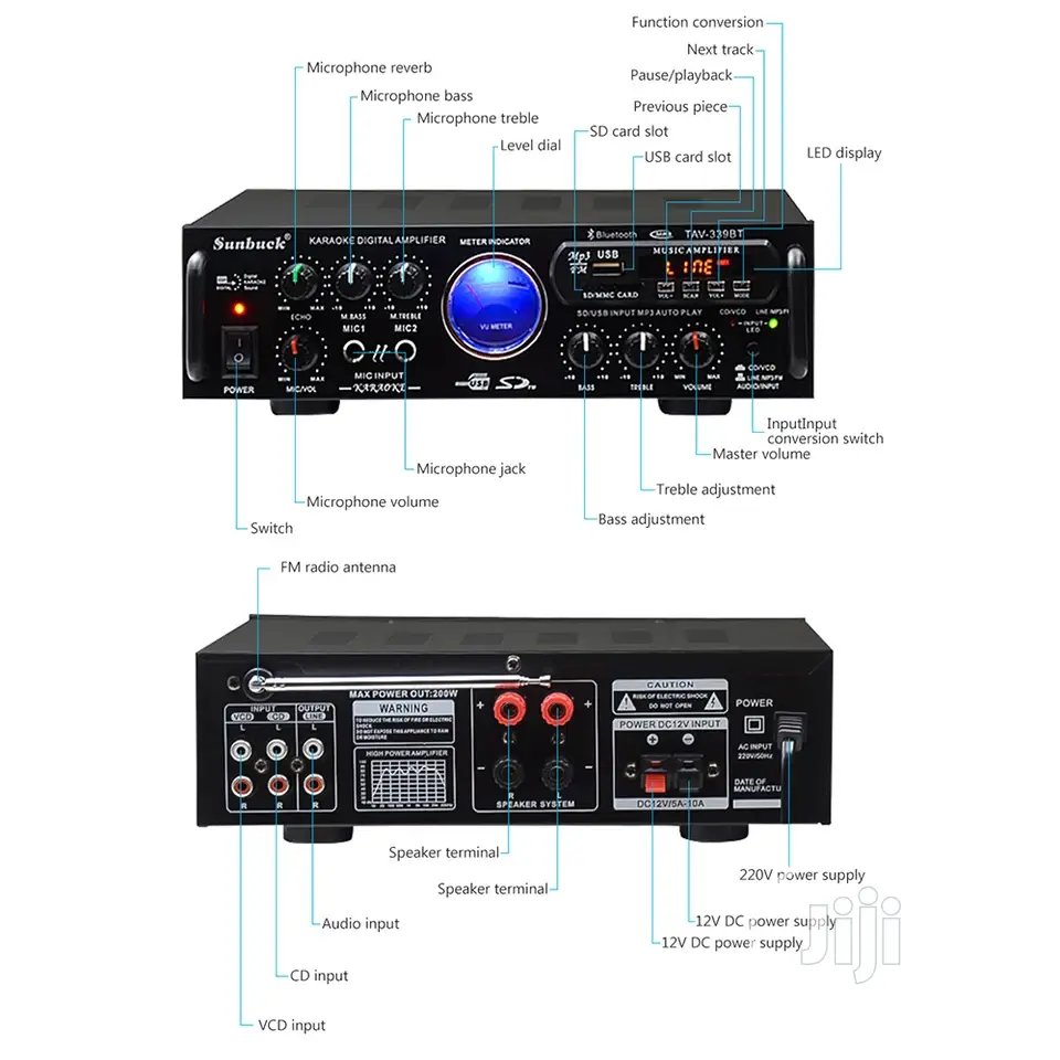 Audio Car/Home Amplifier With Bluetooth