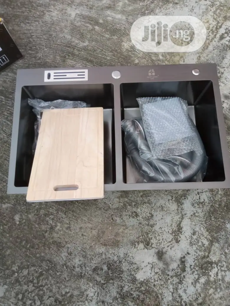 Hand-Made Black Double Bowl Kitchen Sink
