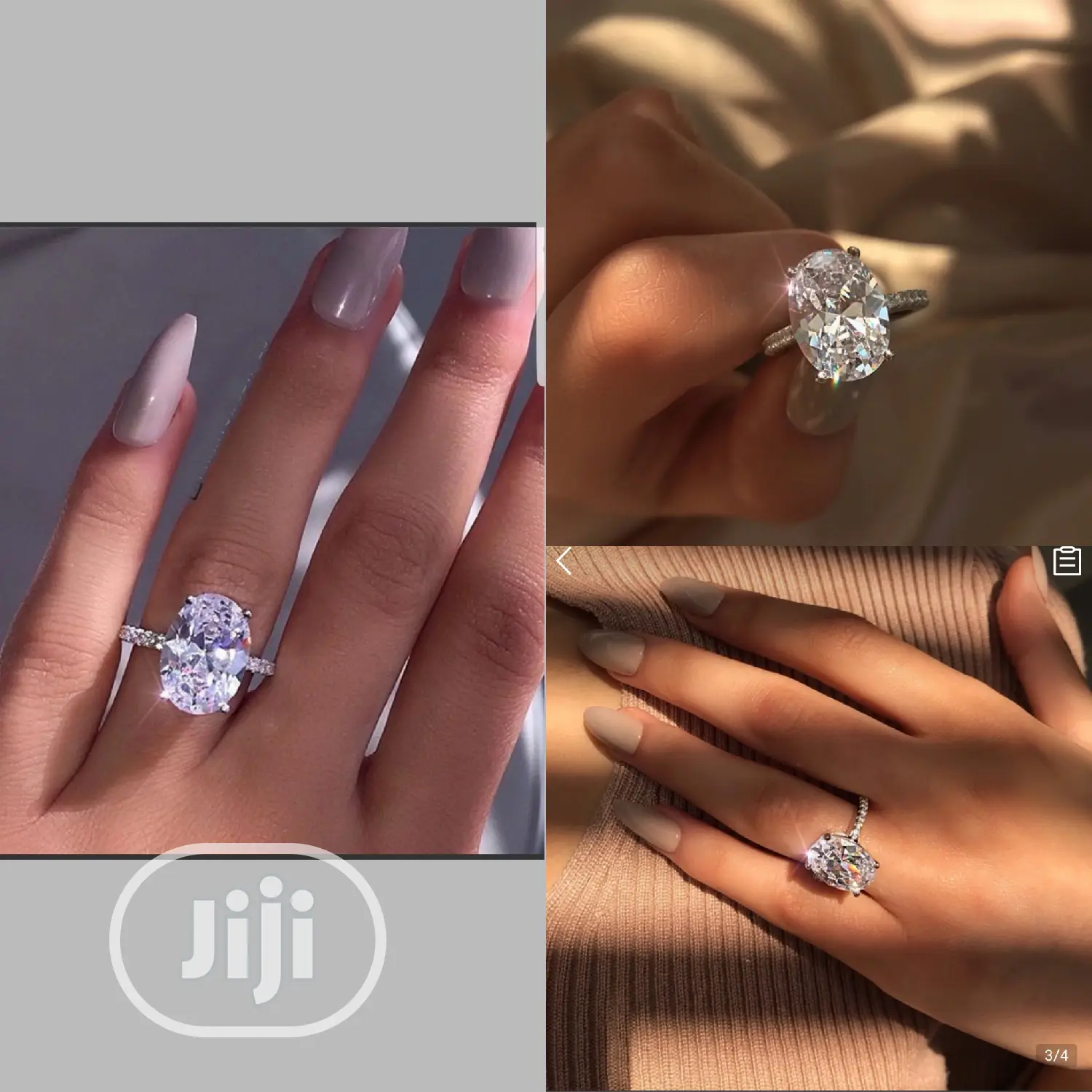 Beautiful Sterling Silver With Stone Engagement Ring