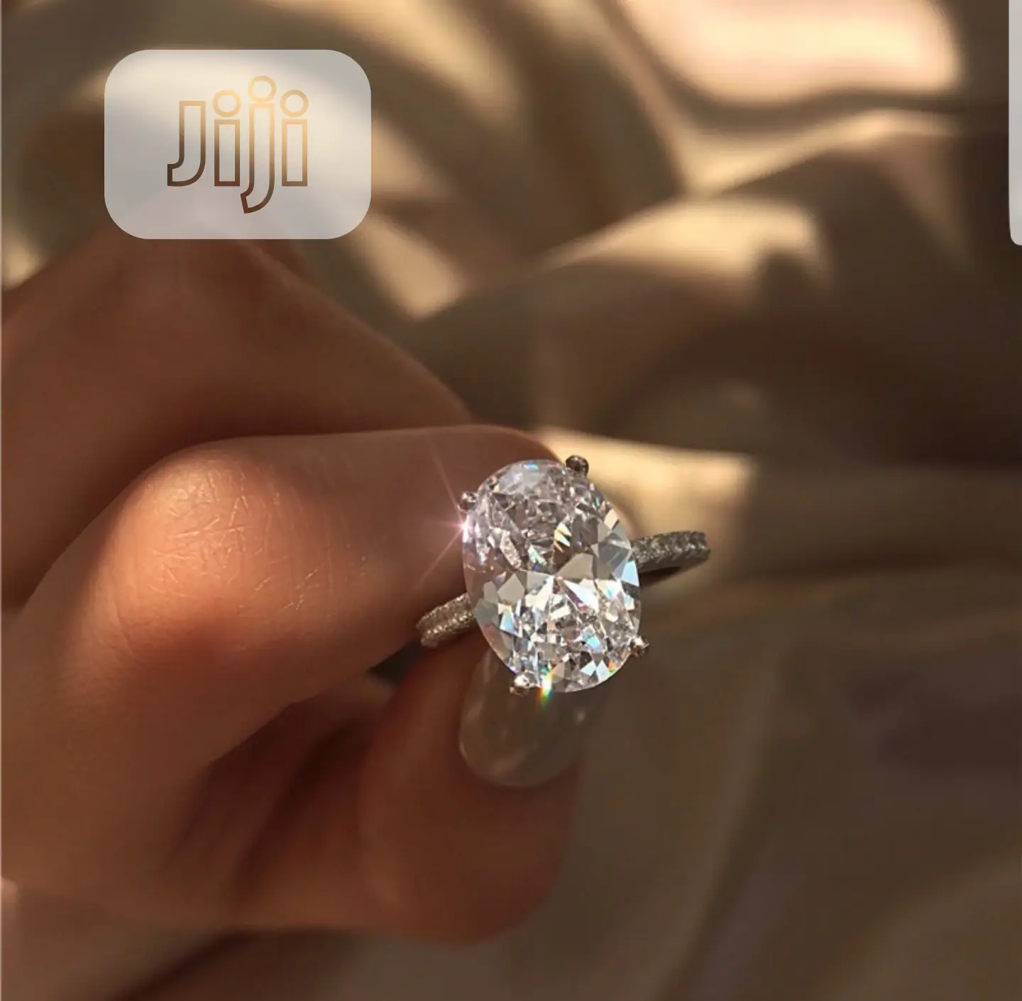 Beautiful Sterling Silver With Stone Engagement Ring
