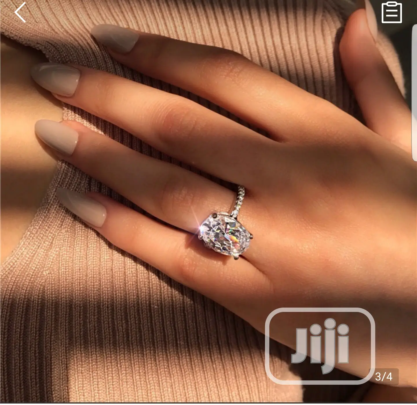 Beautiful Sterling Silver With Stone Engagement Ring