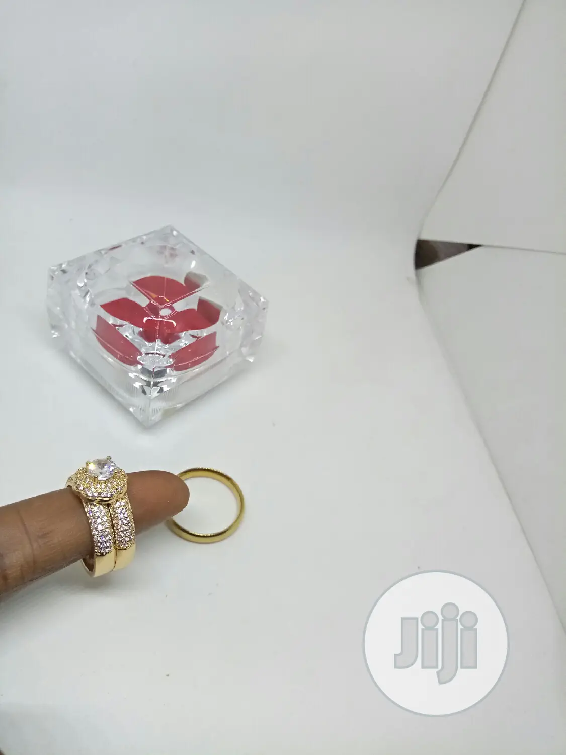 Vee Zircon Couple's 3 Set of Gold Wedding Ring 202