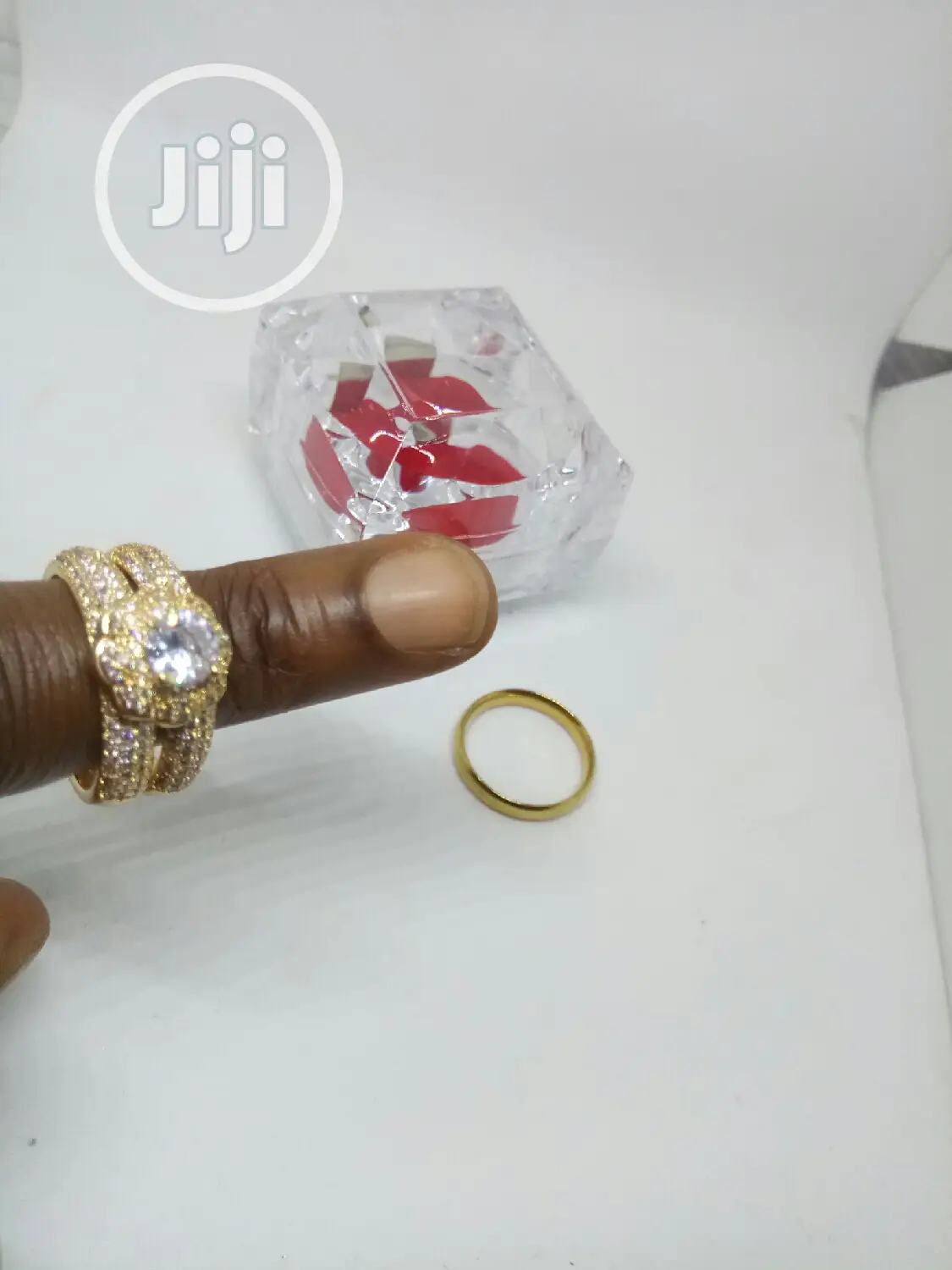 Vee Zircon Couple's 3 Set of Gold Wedding Ring 202