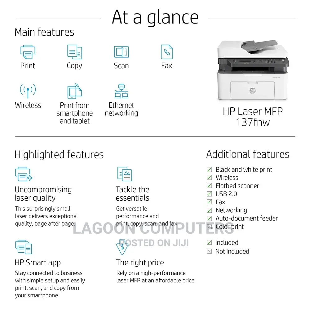 Hp Laser Mfp 137fnw (4zb84a)