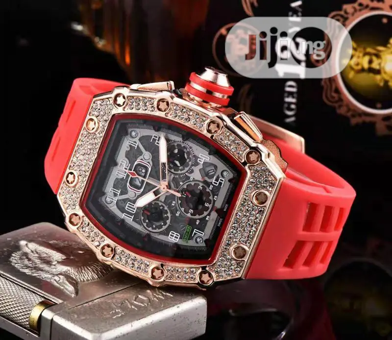 Richard Milles Iced Out Men's Rubber Watch With Chronograph
