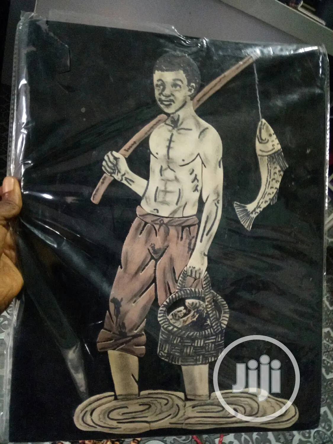 Handmade Artwork of a Fisherman