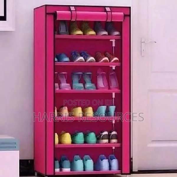 Stainless Shoe Rack + Fabric Cover For 24-pairs 6-layers