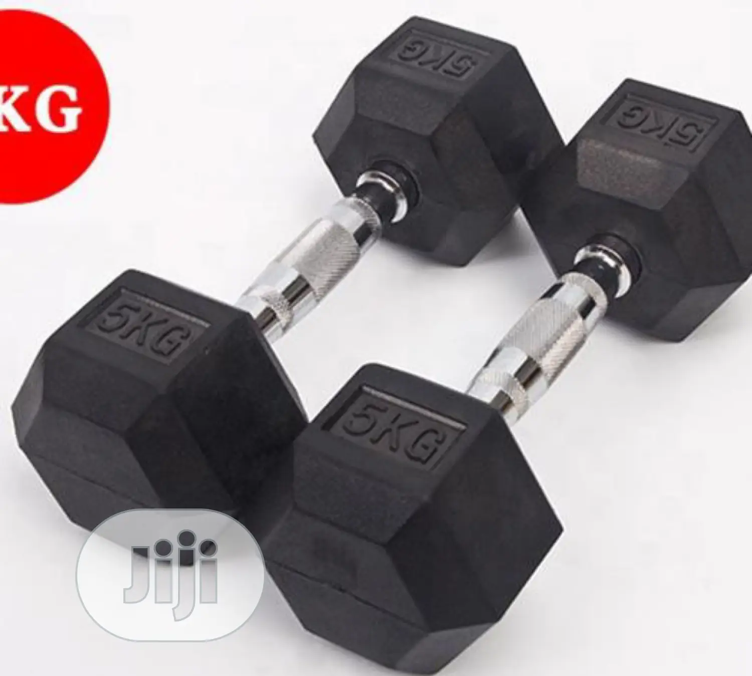 5kg Hex Rubber Black Dumbells