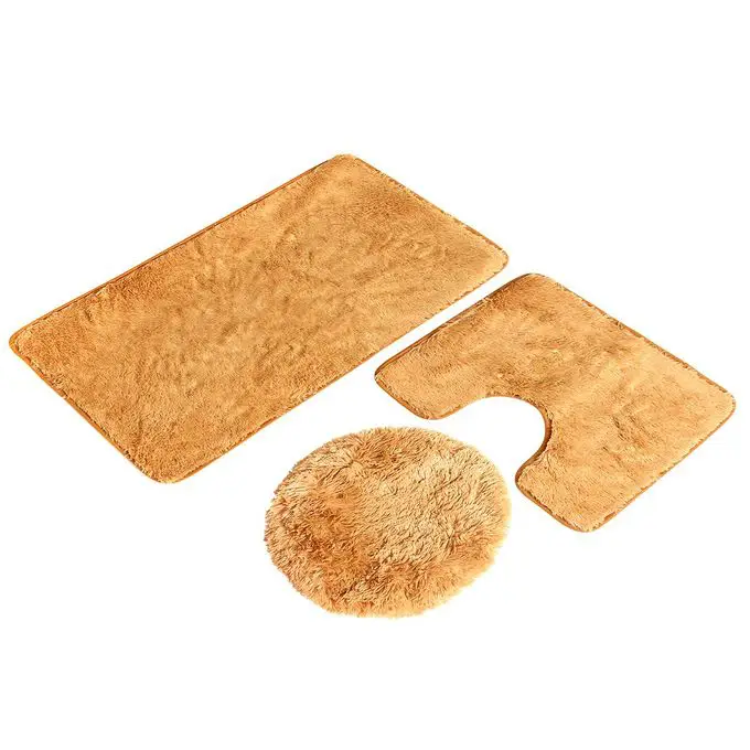 3pcs Non-Slip Mats Toilet Seat Cover Soft Bath Room