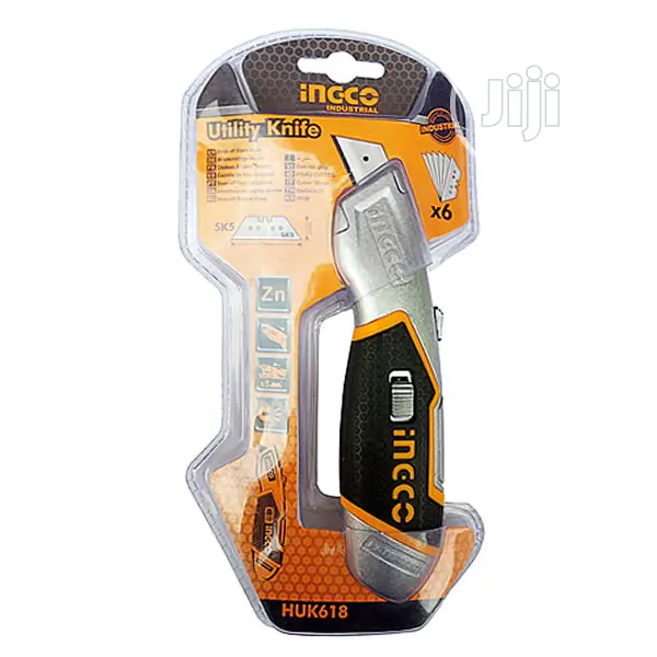Ingco Retractable Utility Knife - 5 Extra Blades