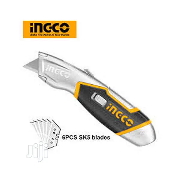Ingco Retractable Utility Knife - 5 Extra Blades